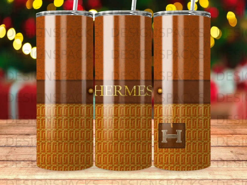 Hermes H Logo Pattern Brown Golden Chain Design Tumbler product type