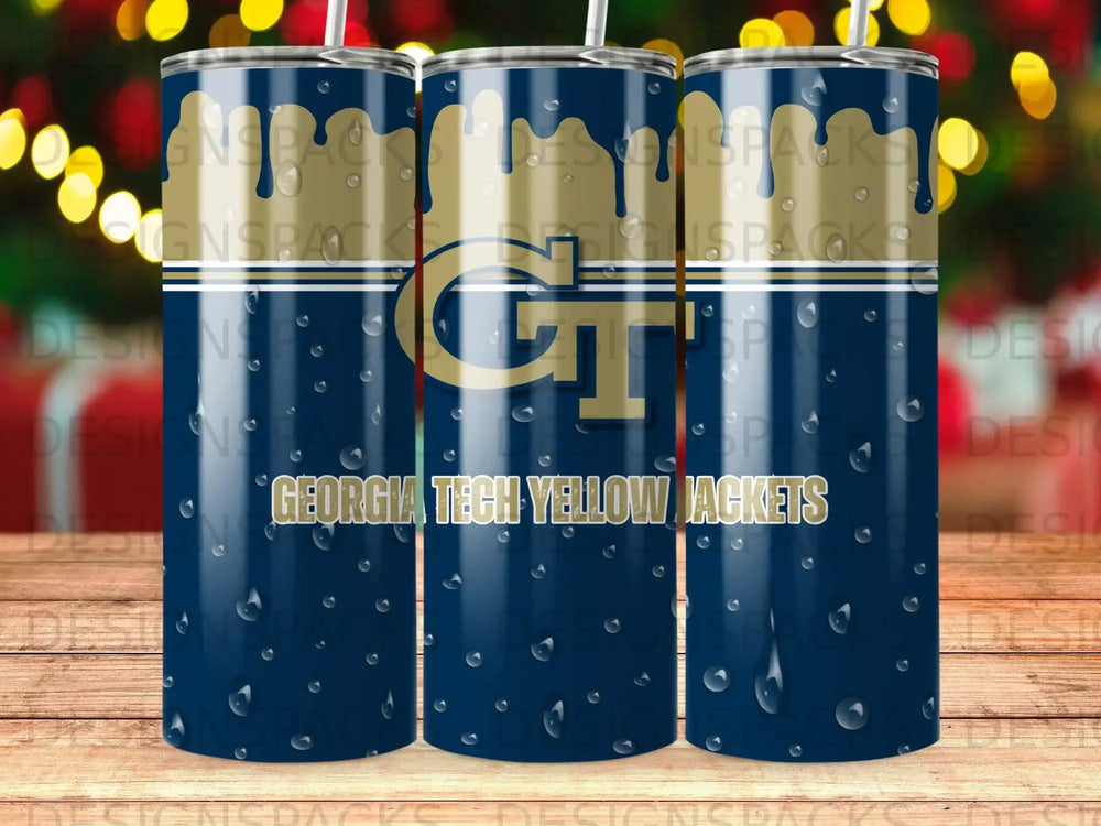 Georgia Tech Yellow Jackets GT Logo Gold Drip Tumbler product type