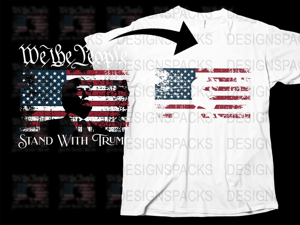 Patriotic American Flag T-Shirt with Eagle, Red White and Blue, USA Pride Tee