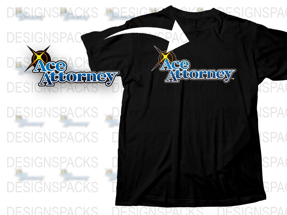 Ace Attorney Logo T-Shirt, Black Graphic Tee, Video Game Fan Apparel, Unisex Cotton Shirt