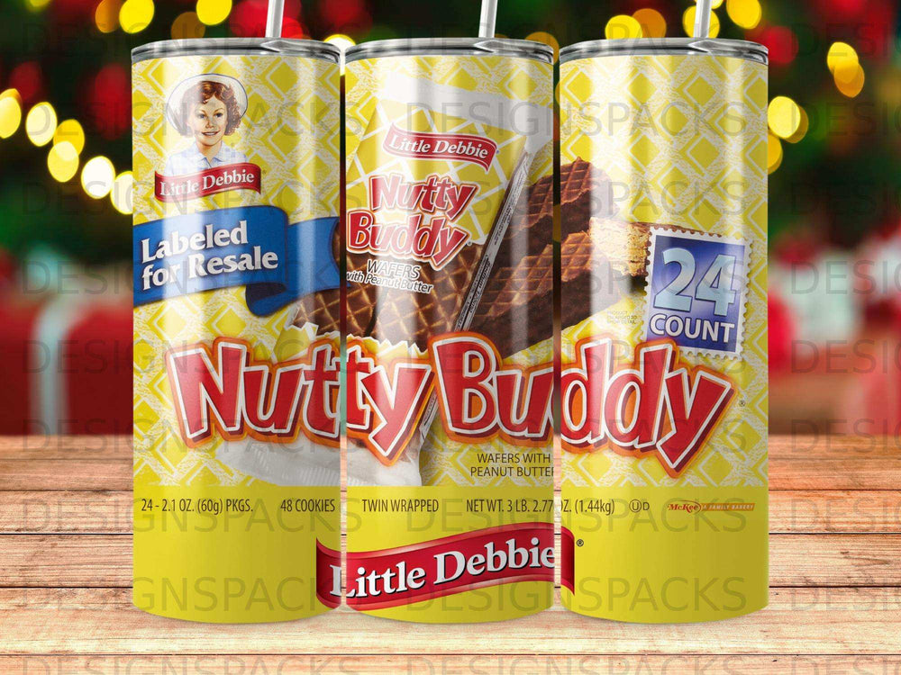 Little Debbie Nutty Buddy wafers with peanut butter, 24 twin-wrapped packages.