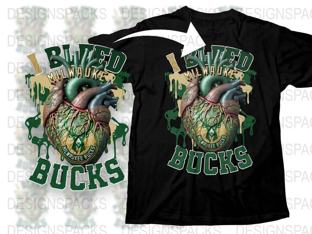 Milwaukee Bucks Inspired T-Shirt, Dripping Heart Design, Basketball Fan Apparel, Trendy Sports Tee