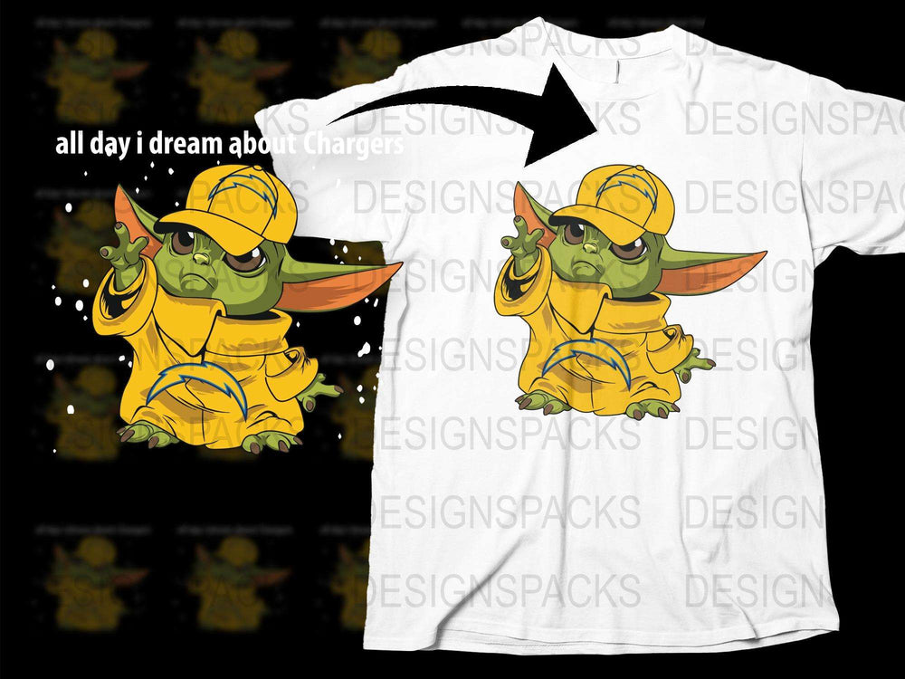 Custom Yoda Sports Fan T-Shirt, All Day I Dream About Chargers, Graphic Tee, Unisex Football Shirt, Gift for Sports Fans