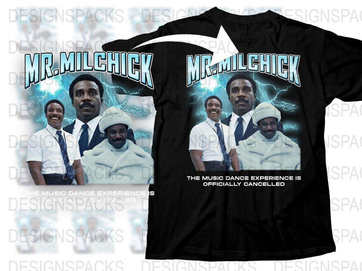 Mr. Milchick Graphic T-Shirt, Retro Music Dance Experience, Canceled Event Memorabilia, Lightning Design Tee