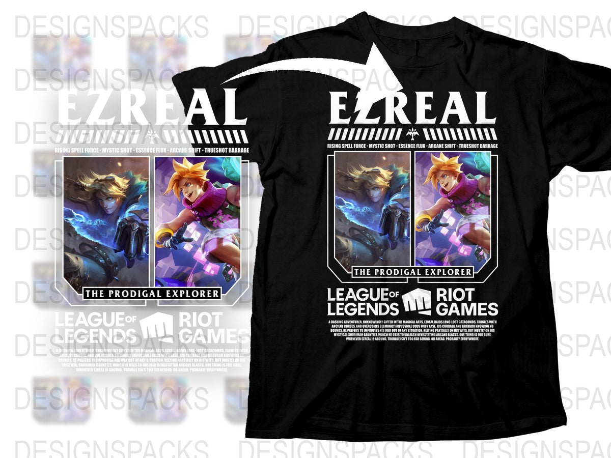 League of Legends Ezreal T-Shirt, The Prodigal Explorer Graphic Tee, Gamer Clothing, Cool LoL Merchandise, Unisex Black Shirt