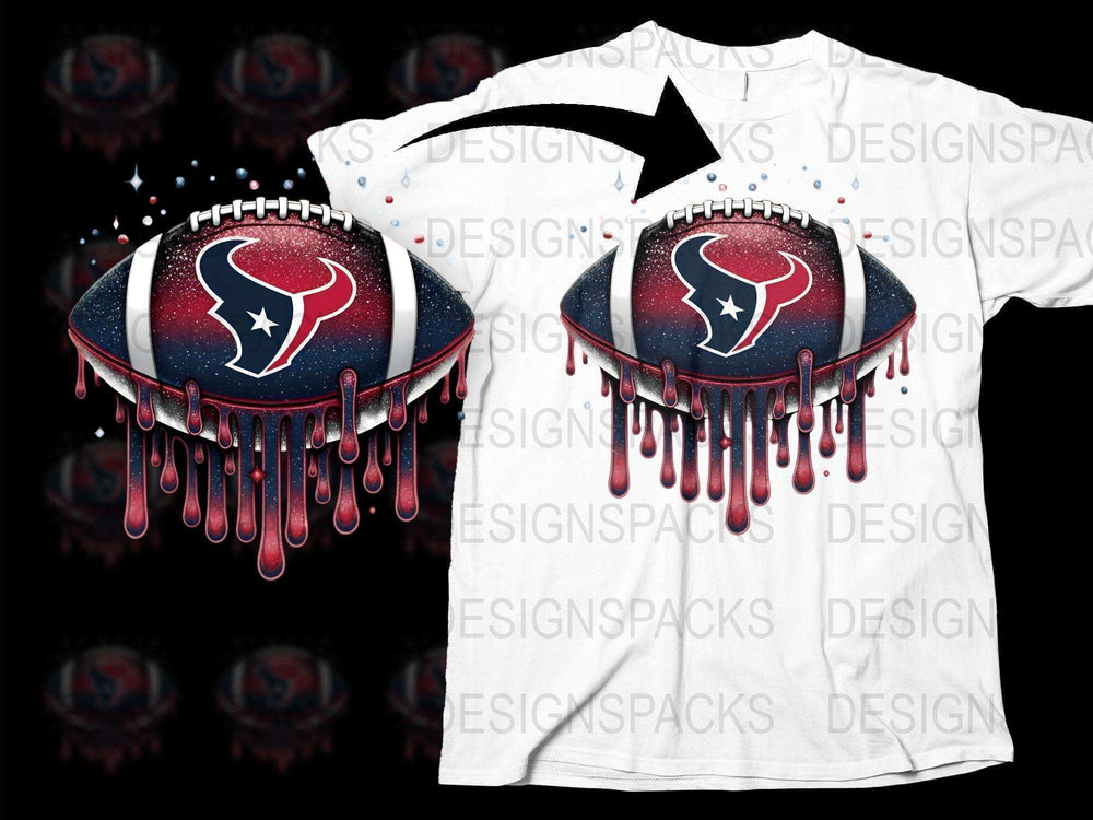 Houston Texans T-Shirt, Melting Logo Design, Unique Graphic Tee, NFL Football Fan Apparel, Dripping Paint Style, Men's and Women's Sizes