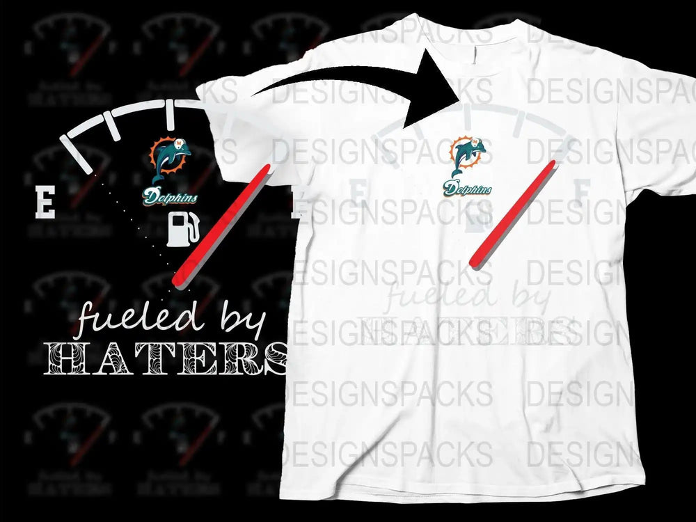 Vintage Dolphin Graphic T-Shirt, Fueled by Haters Quote, Retro Style Sports Tee, Unique Custom Design Shirt