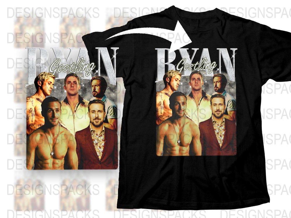 Ryan Gosling Movie Collage T-Shirt, Unique Actor Print Tee, Fashionable Men's and Women's Top, Gift Idea