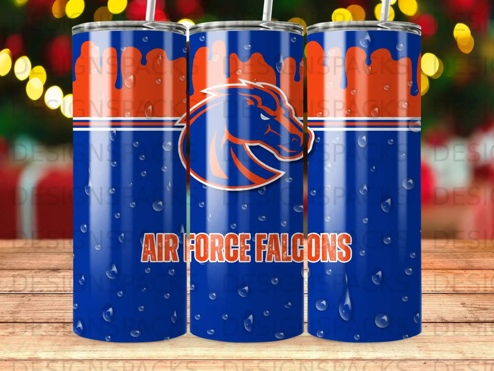 Blue Orange Air Force Falcons Horse Logo Water Droplets Tumbler