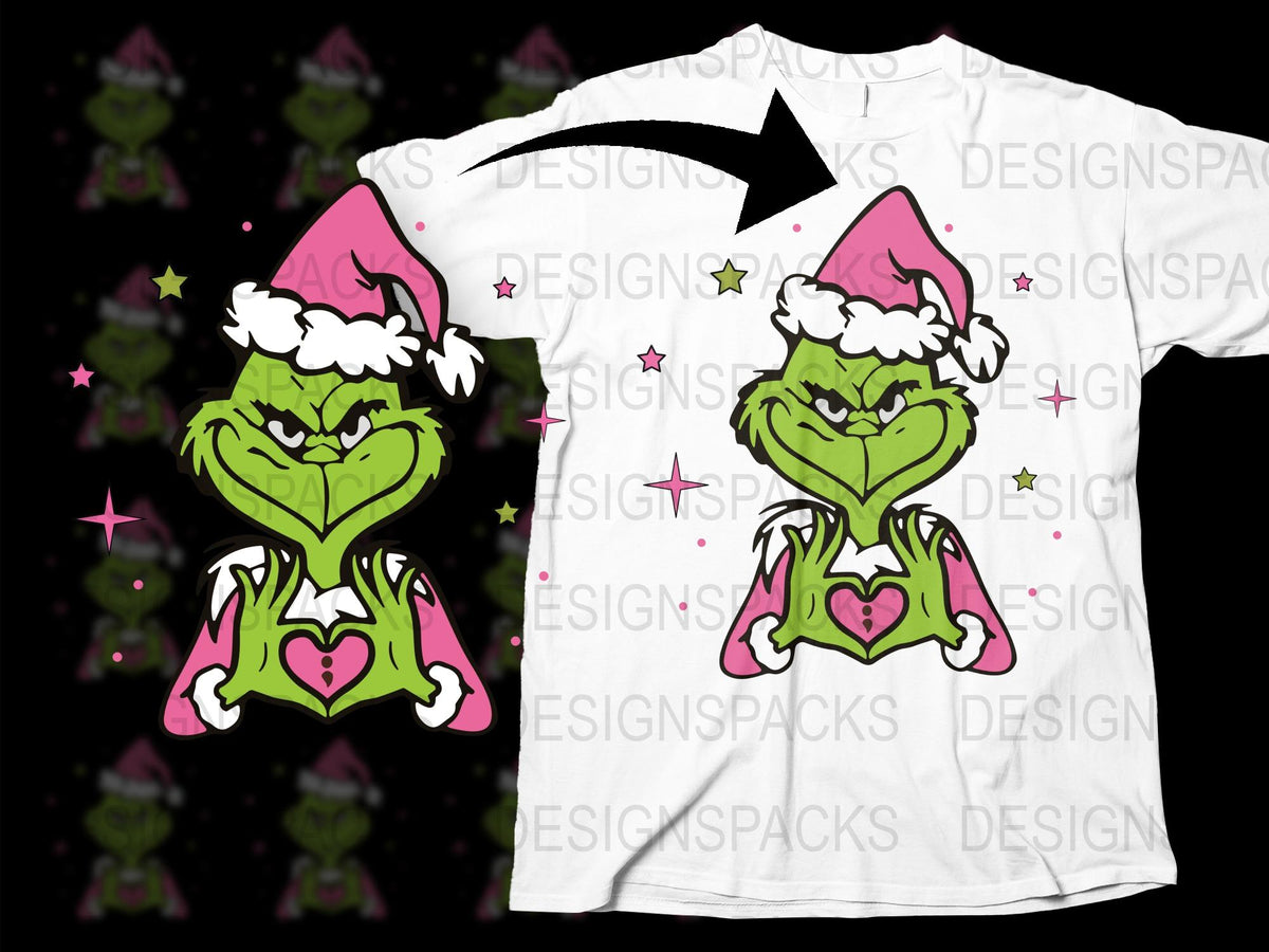 Grinch Inspired Christmas T-Shirt, Unisex Holiday Tee, Festive Cartoon Character Design, White Cotton Shirt
