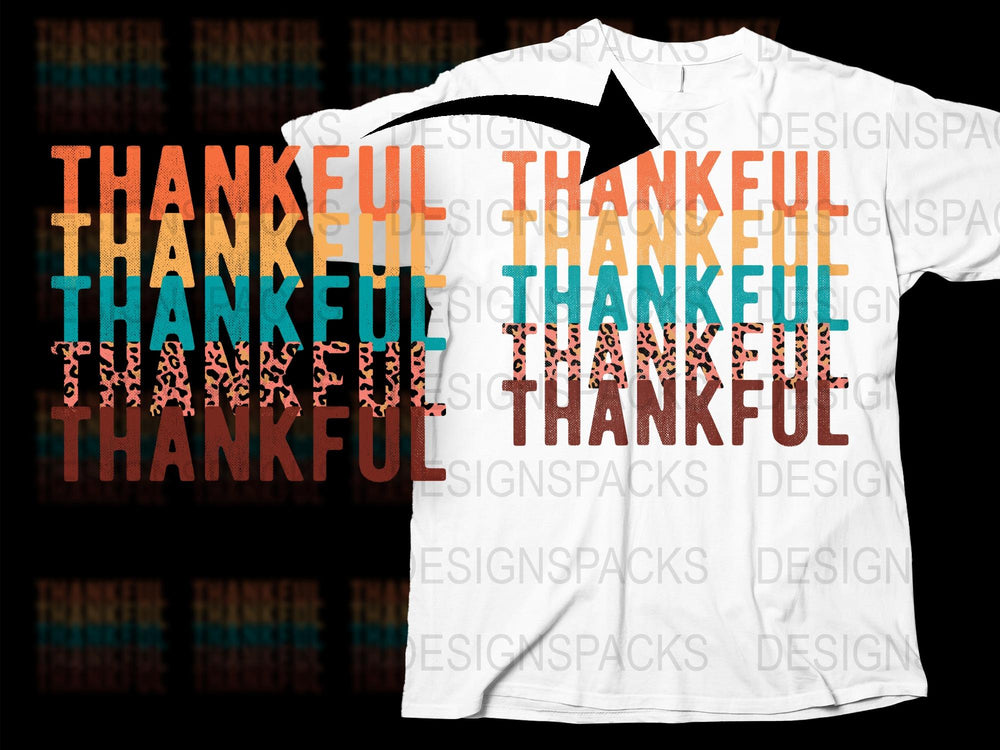 Thankful T-Shirt, Colorful Autumn Thanksgiving Tee, Unisex Fall Fashion Top