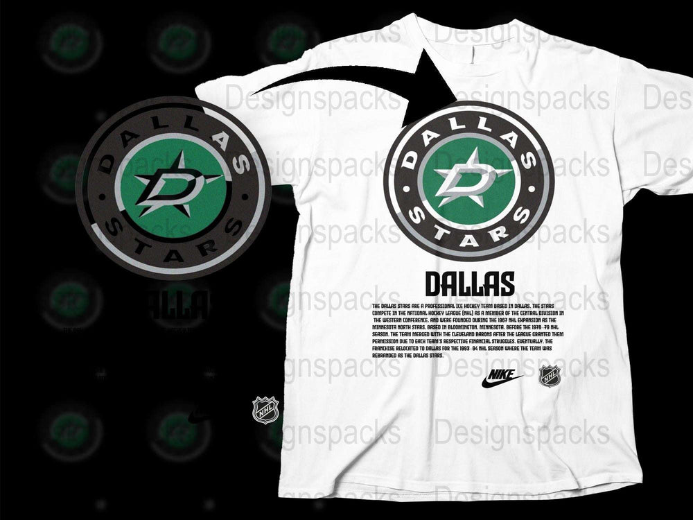 Dallas Stars Graphic T-Shirt, NHL Fan Gear, White Sports Tee with Logo, Unisex Adult Clothing, Hockey Team Apparel