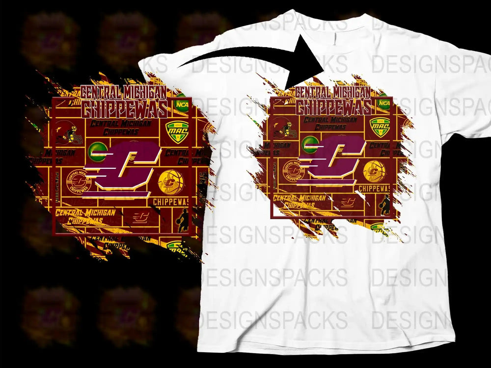 Central Michigan University T-Shirt, Vintage Logo Design, College Apparel, Maroon and Gold Tee, Unisex Fashion, Casual Wear