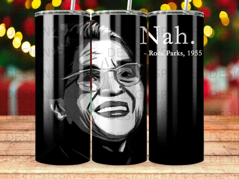 Close-up of Rosa Parks with "Nah." and "Rosa Parks, 1955" text.