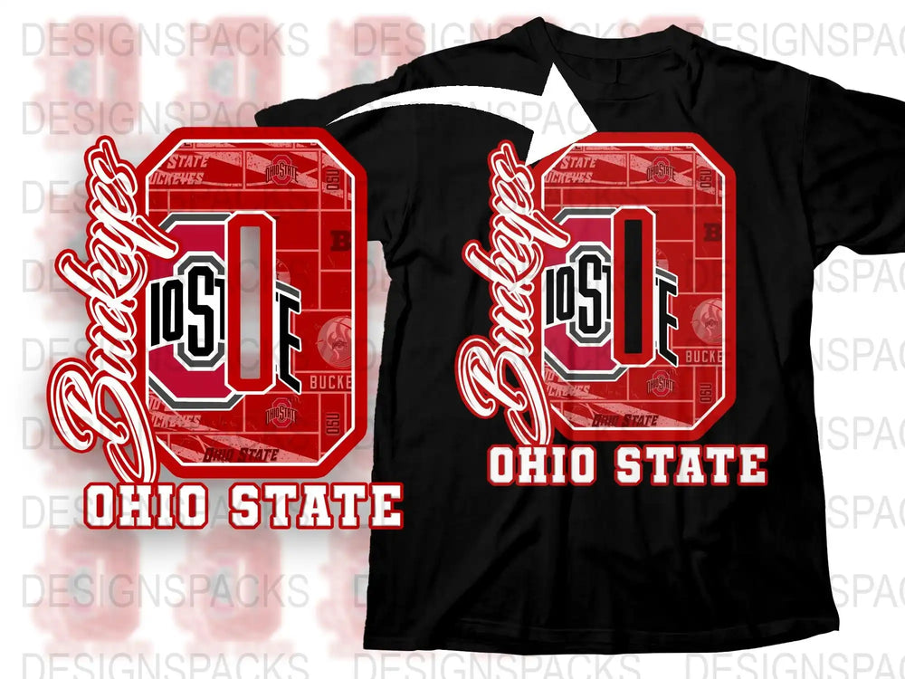 Ohio State Buckeyes T-Shirt, Vintage College Football Team Apparel, Red Black Graphic Tee