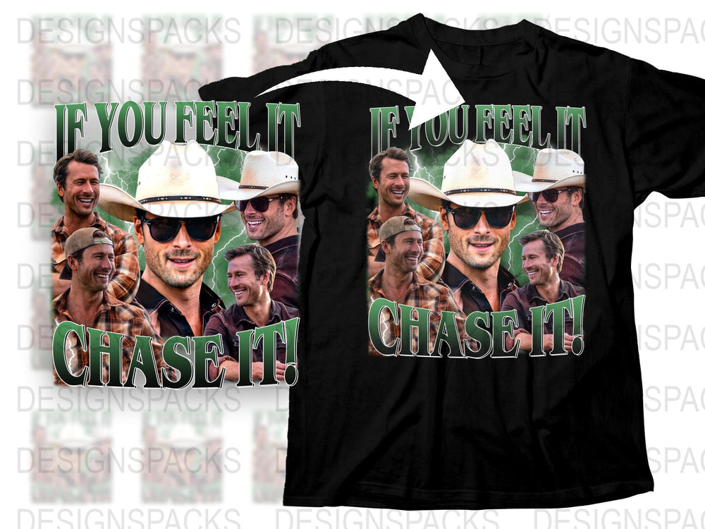 Chase It T-Shirt, Men's Graphic Tee, Crew Neck, Black Cotton Shirt, Novelty Casual Fashion, Multiple Sizes Available