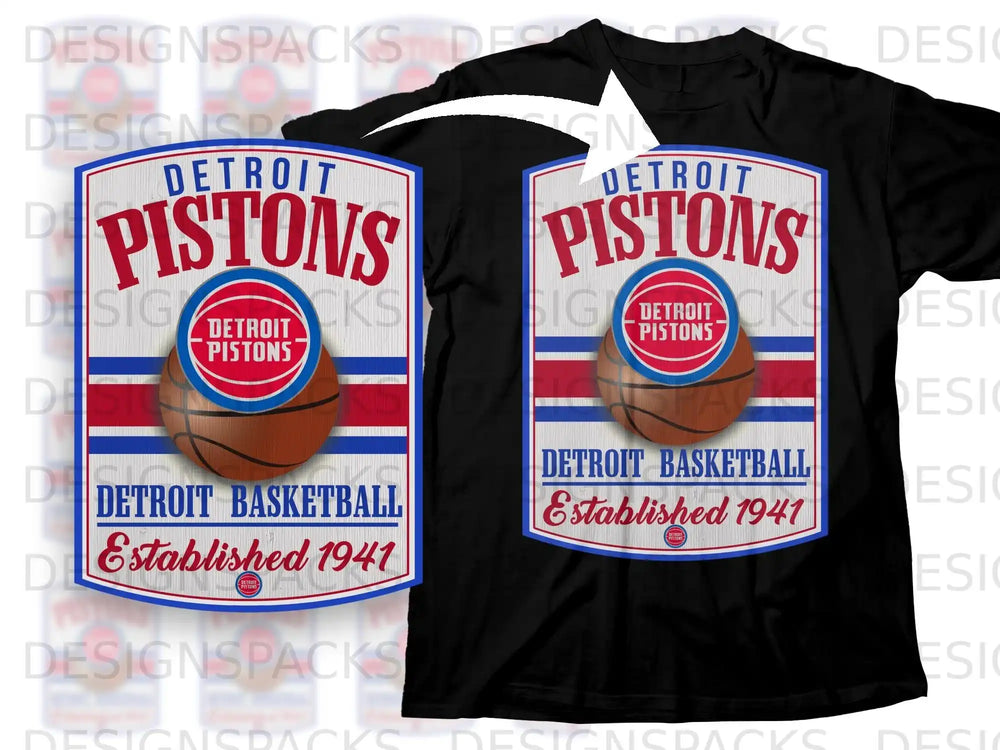 Detroit Pistons Basketball Established 1941 T-Shirt