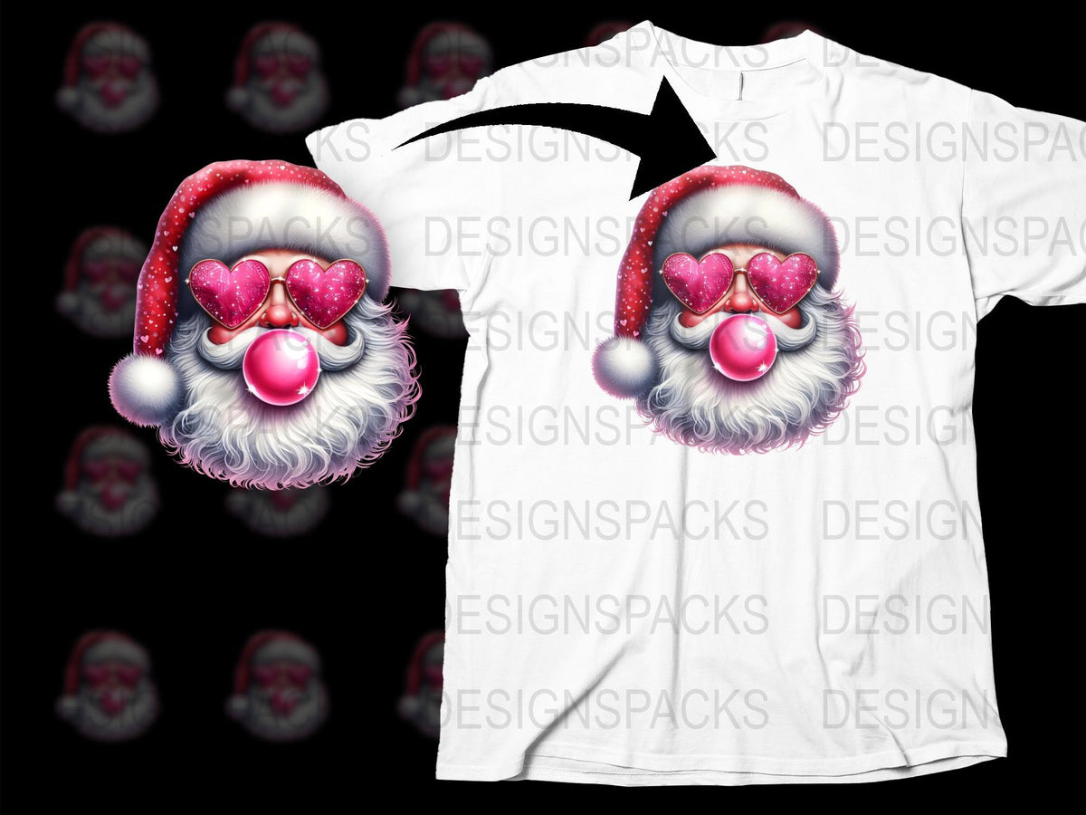 Festive Santa Claus Face T-Shirt, Christmas Holiday Graphic Tee, Full Print Santa Shirt for Adults and Kids, Unique Holiday Apparel