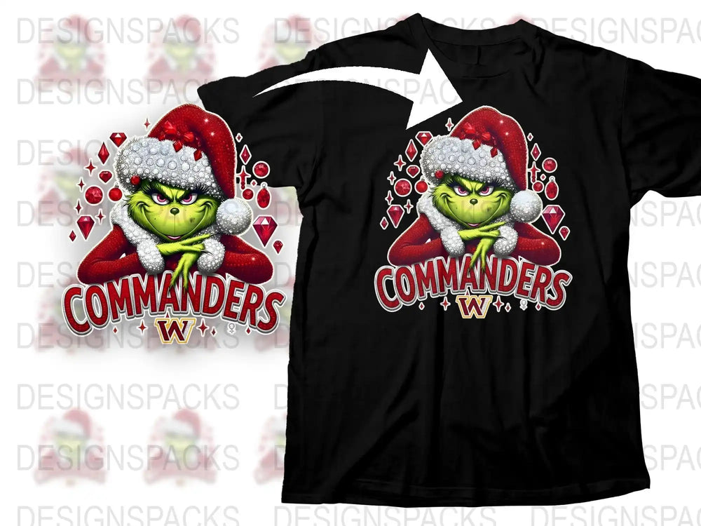 Grinch Commanders Washington Football Team T-Shirt, Holiday Sports Fan Apparel, Christmas Gift Idea