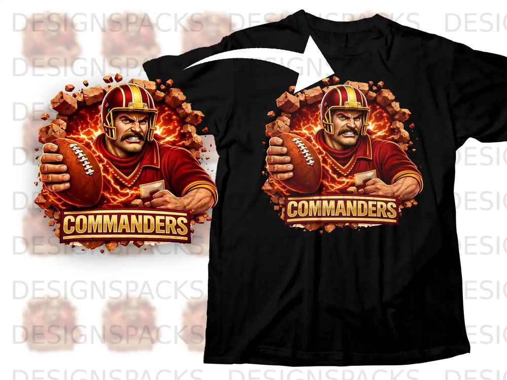 Commanders Football Themed Graphic Tee for Fans