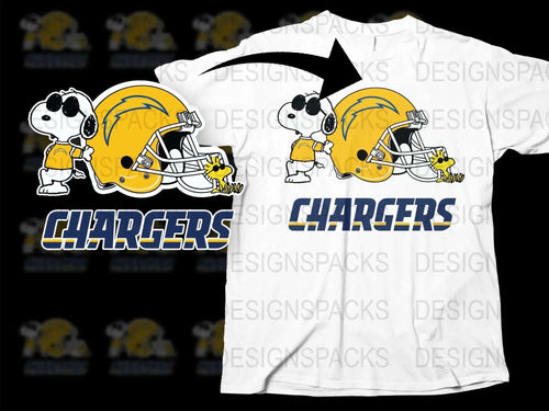 Cartoon Dog Football Team T-Shirt, Chargers Inspired Graphic Tee, Unisex Sports Fan Apparel
