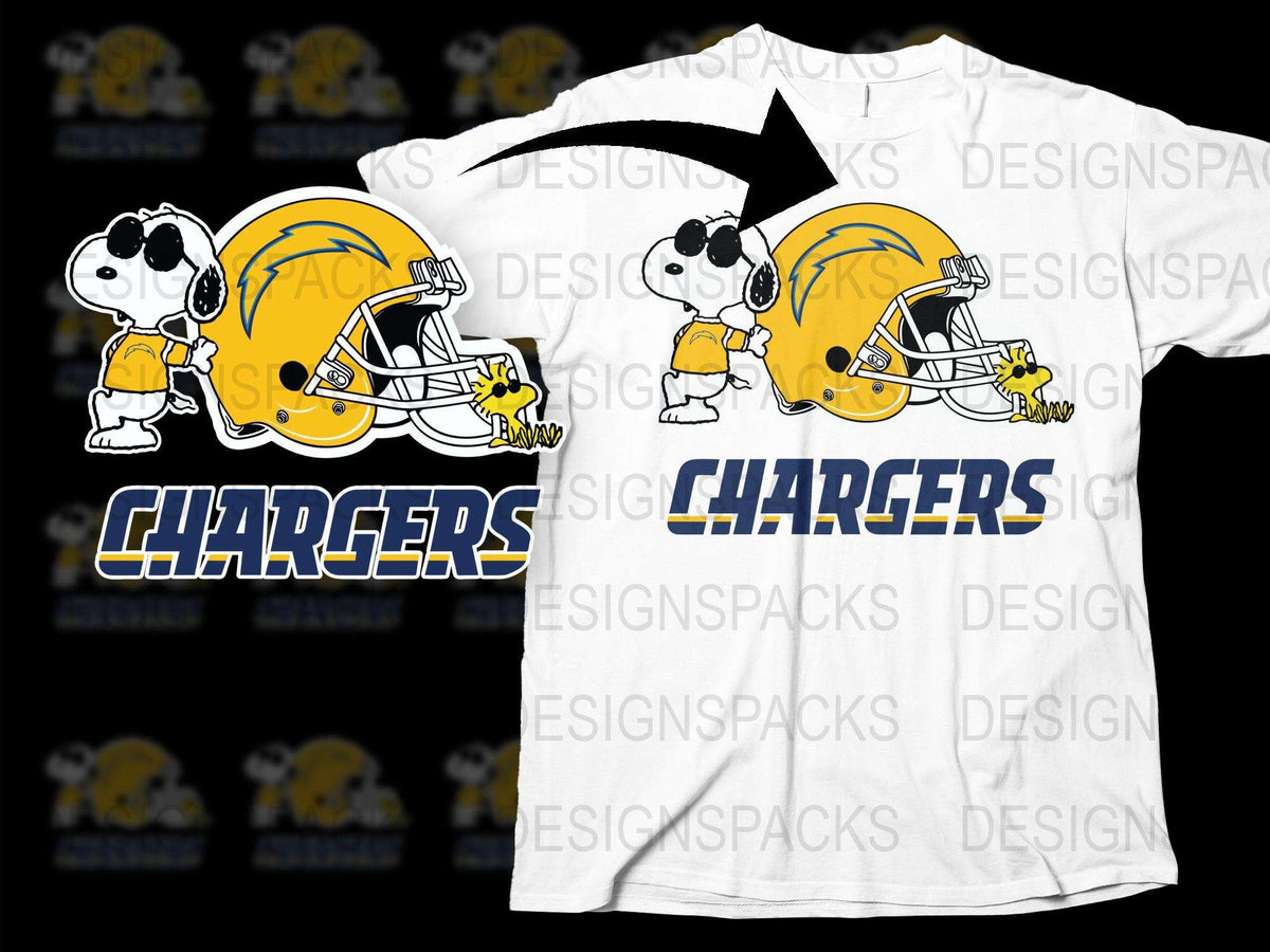 Cartoon Dog Football Team T-Shirt, Chargers Inspired Graphic Tee, Unisex Sports Fan Apparel
