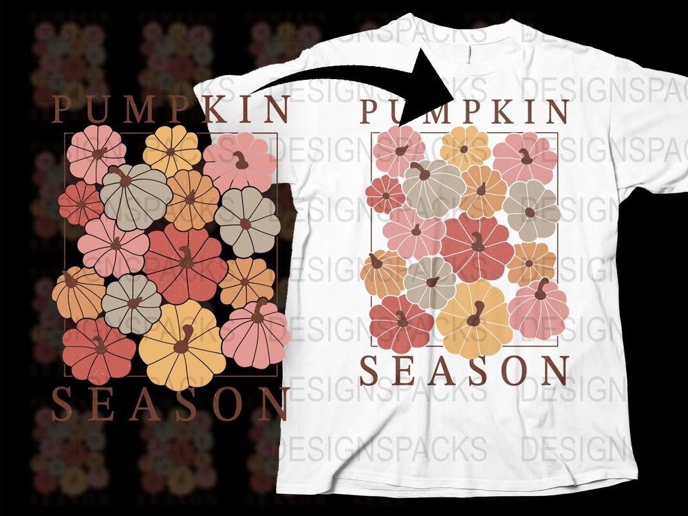 Floral Pumpkin Season T-Shirt, Autumn Flower Design Tee, Fall Fashion Casual Wear, Trendy Graphic Shirt for Women