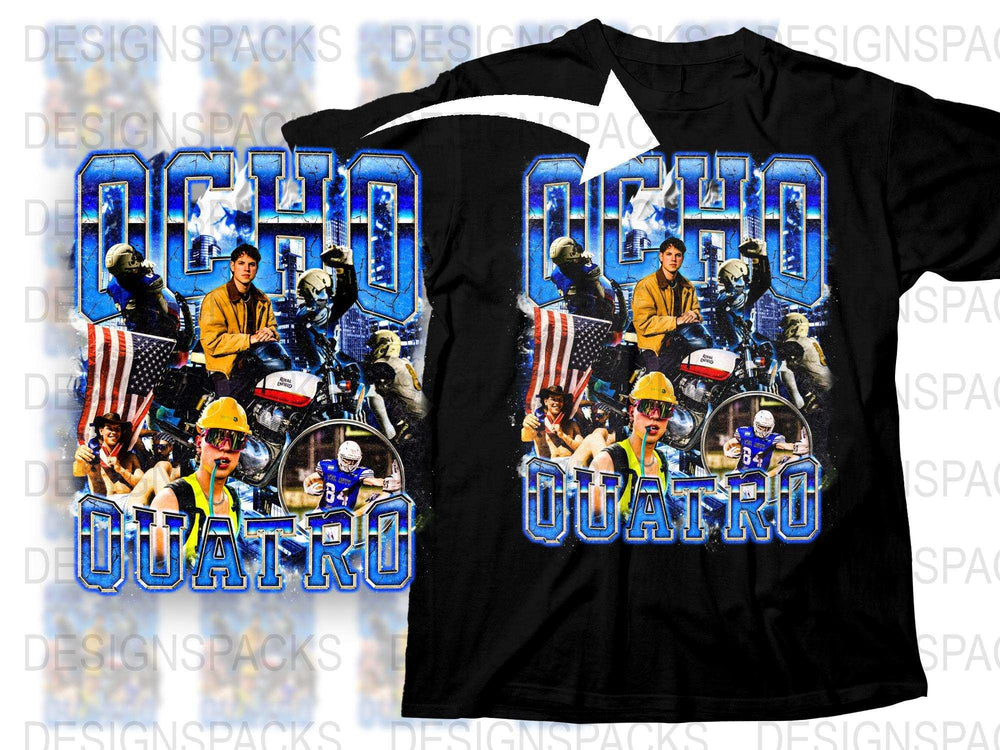 Vintage Echo Quatro Graphic T-Shirt, Retro Motorcycle Print Tee, Urban Street Style, Cool Biker Apparel