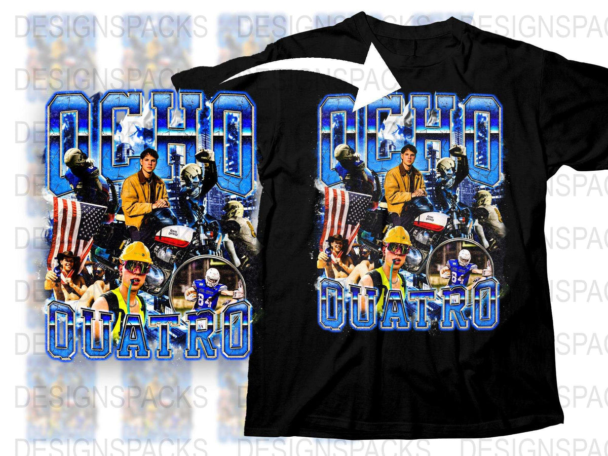 Vintage Echo Quatro Graphic T-Shirt, Retro Motorcycle Print Tee, Urban Street Style, Cool Biker Apparel