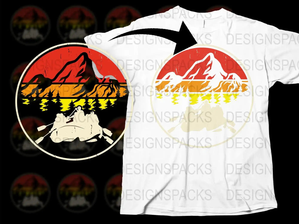 Retro Mountain Sunset Graphic T-Shirt, Nature Inspired Unisex Tee, Casual Outdoor Style Top