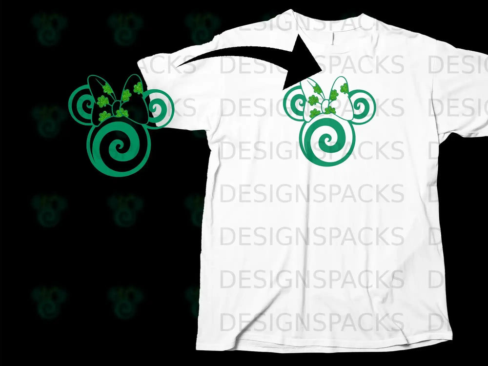 Green Swirl Mickey Minnie Head Shamrock Bow Clover product type