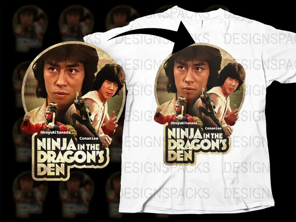Vintage Ninja in the Dragon's Den T-Shirt, Hiroyuki Sanada, 1980s Martial Arts Movie Tee, Collector's Item, Retro Film Apparel