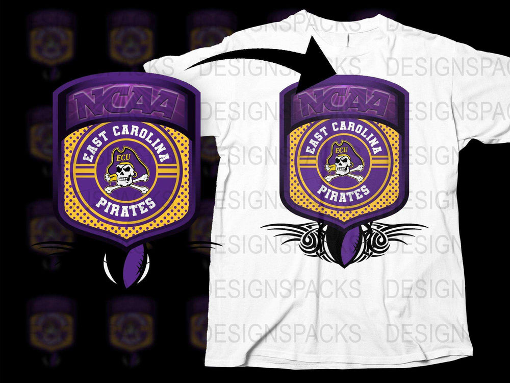 East Carolina Pirates NCAA Logo Purple Travel Mug and T-Shirt Combo Pack