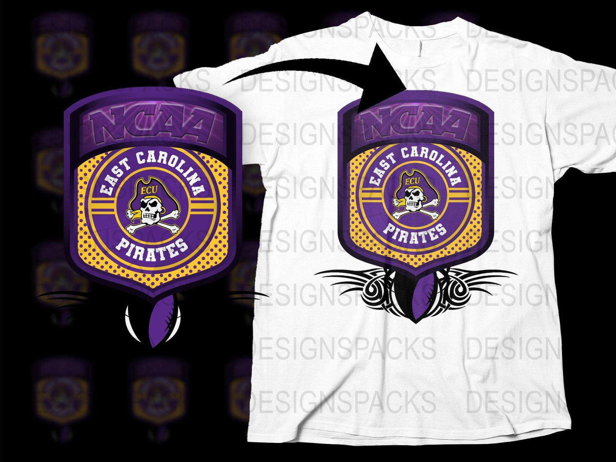 East Carolina Pirates NCAA Logo Purple Travel Mug and T-Shirt Combo Pack