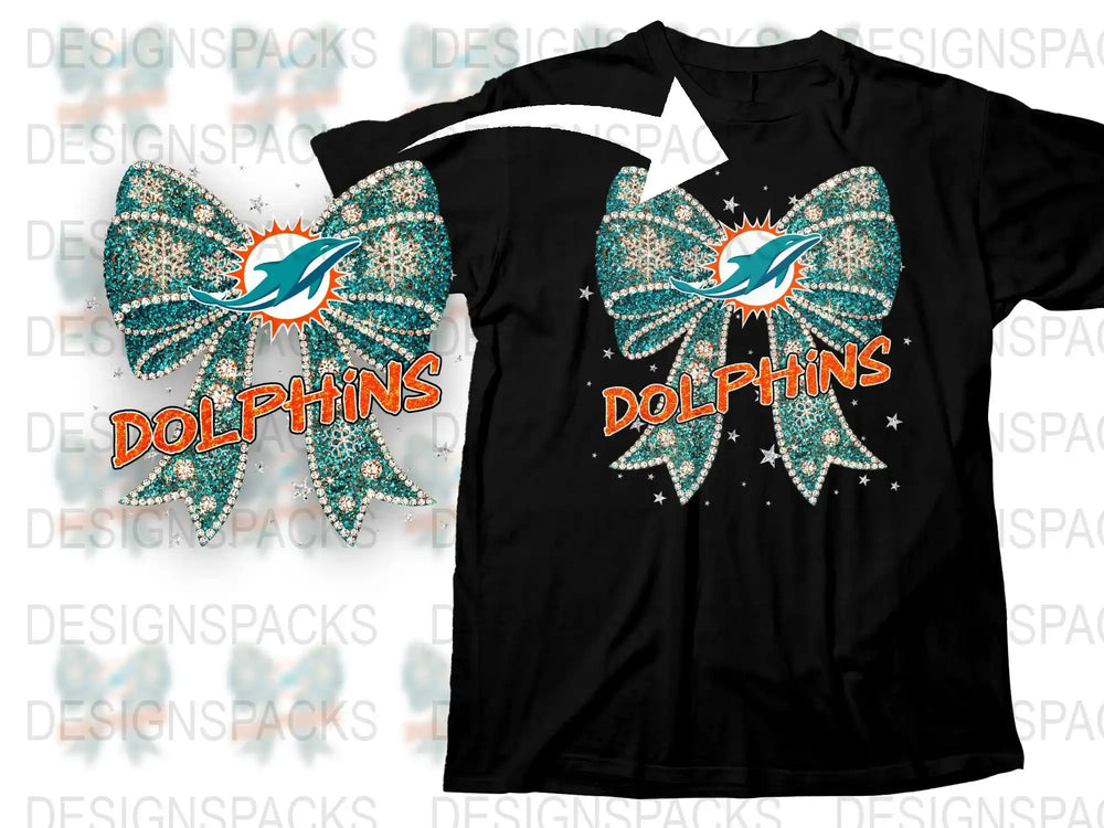 Miami Dolphins Inspired T-Shirt, Sparkle Butterfly Graphic Tee, Football Fan Apparel, Unisex Clothing Gift