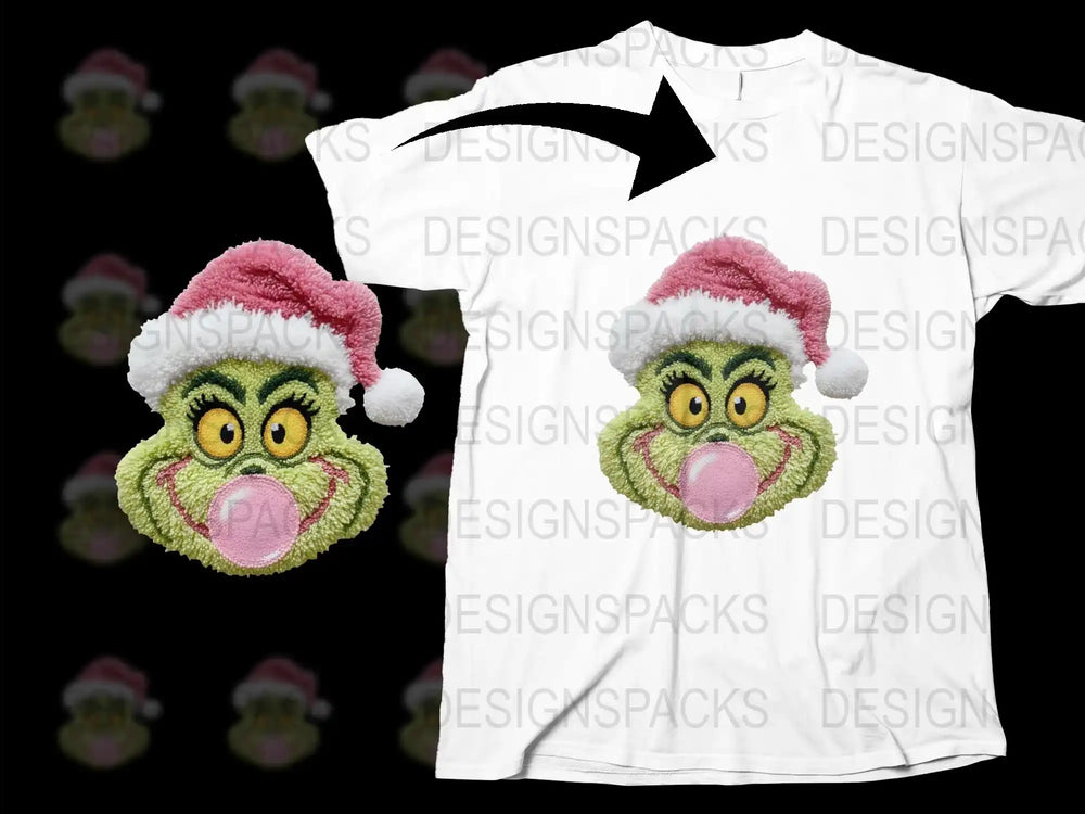 Festive Grinch Face Christmas T-Shirt, Santa Hat Holiday Tee, Unique Xmas Gift Idea, Unisex Holiday Apparel