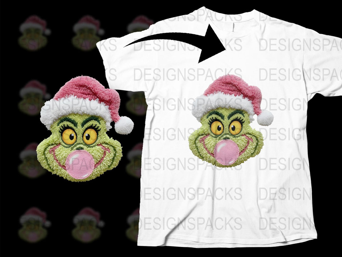 Festive Grinch Face Christmas T-Shirt, Santa Hat Holiday Tee, Unique Xmas Gift Idea, Unisex Holiday Apparel