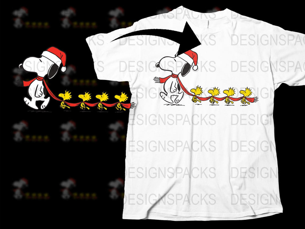Festive Christmas T-Shirt with Cute Ducklings and Santa Hat Graphic, Holiday Apparel for All Ages