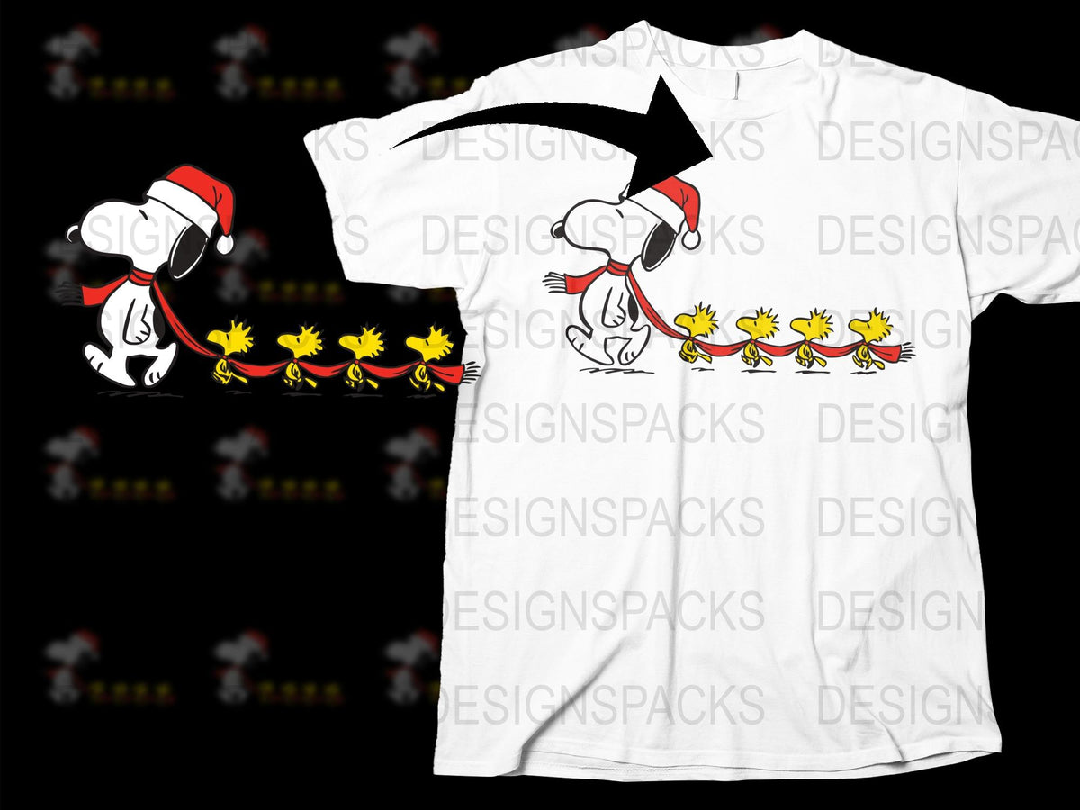 Festive Christmas T-Shirt with Cute Ducklings and Santa Hat Graphic, Holiday Apparel for All Ages