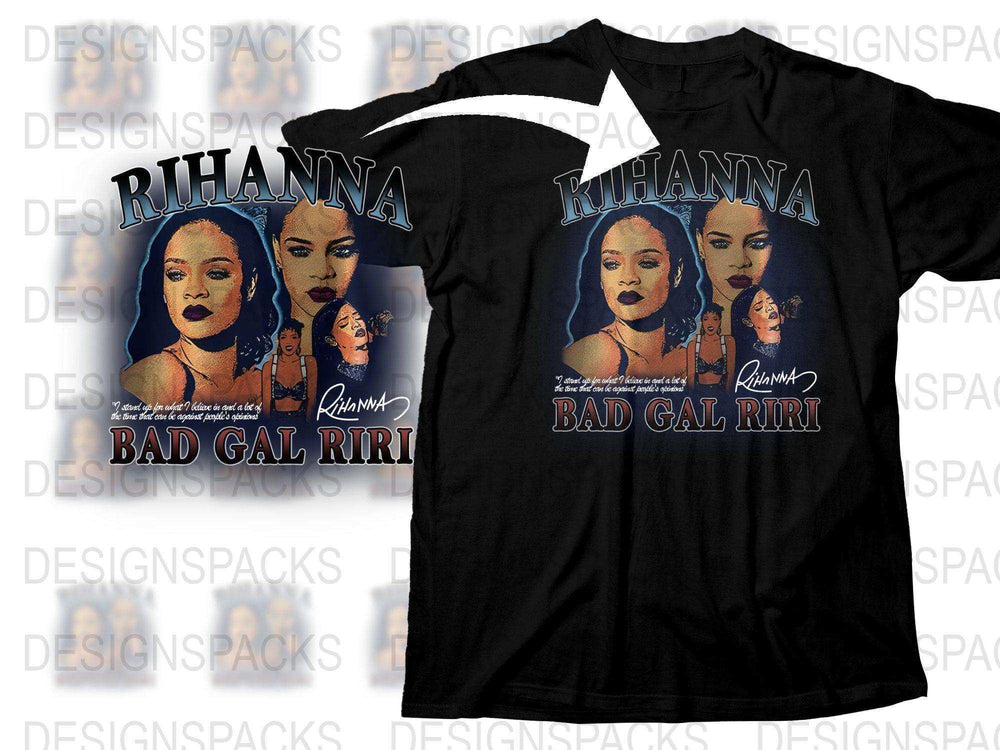 Rihanna Bad Gal Riri Graphic T-Shirt, Pop Music Fan Merch, Celebrity Inspired Apparel, Gift Idea