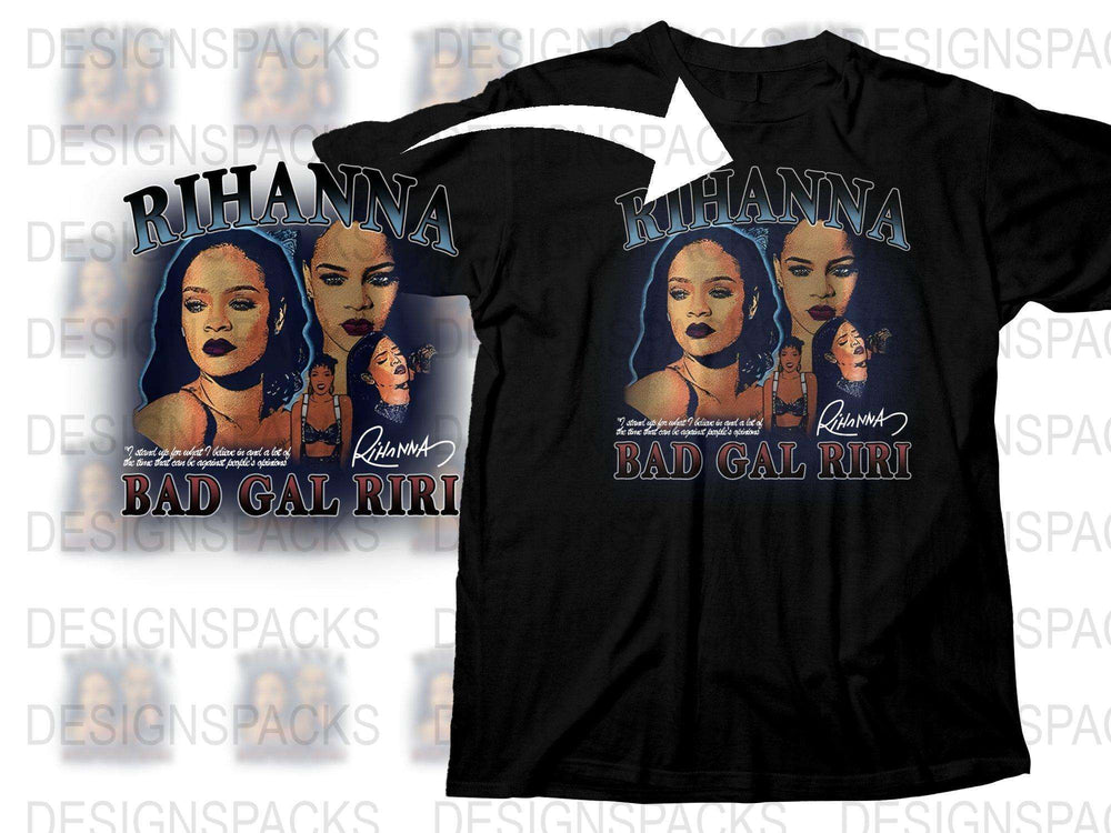 Rihanna Bad Gal Riri Graphic T-Shirt, Pop Music Fan Merch, Celebrity Inspired Apparel, Gift Idea