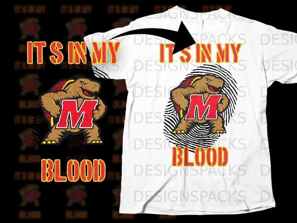 IT'S IN MY BLOOD Fingerprint Turtle Graphic Shirt