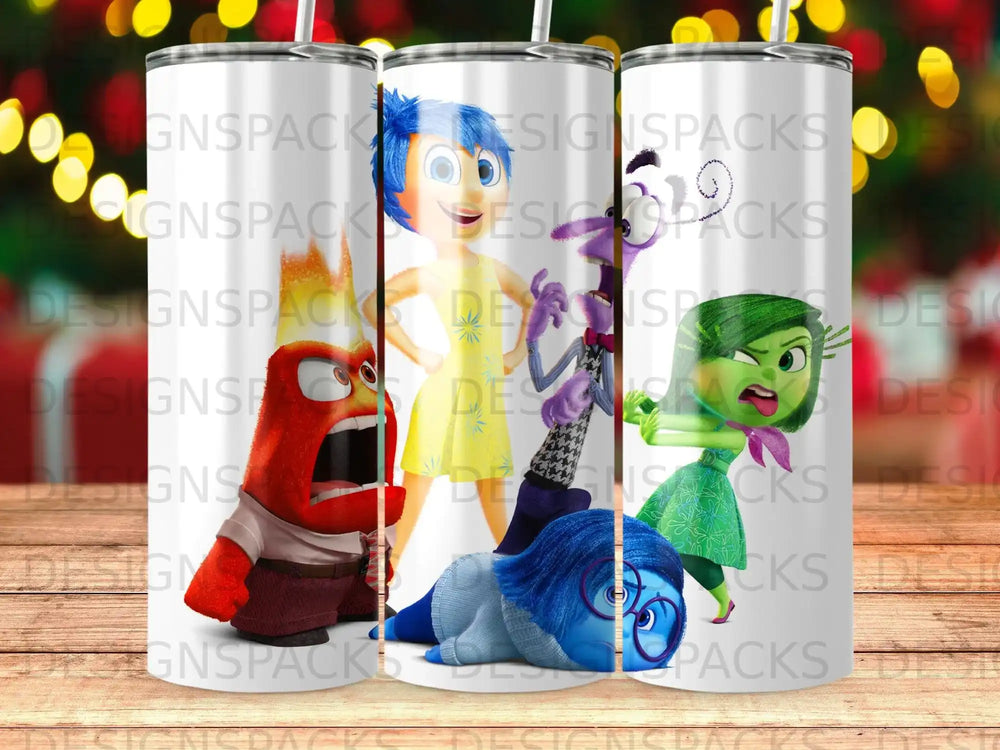 Joy, Sadness, Anger, Disgust, and Fear characters from Inside Out movie.