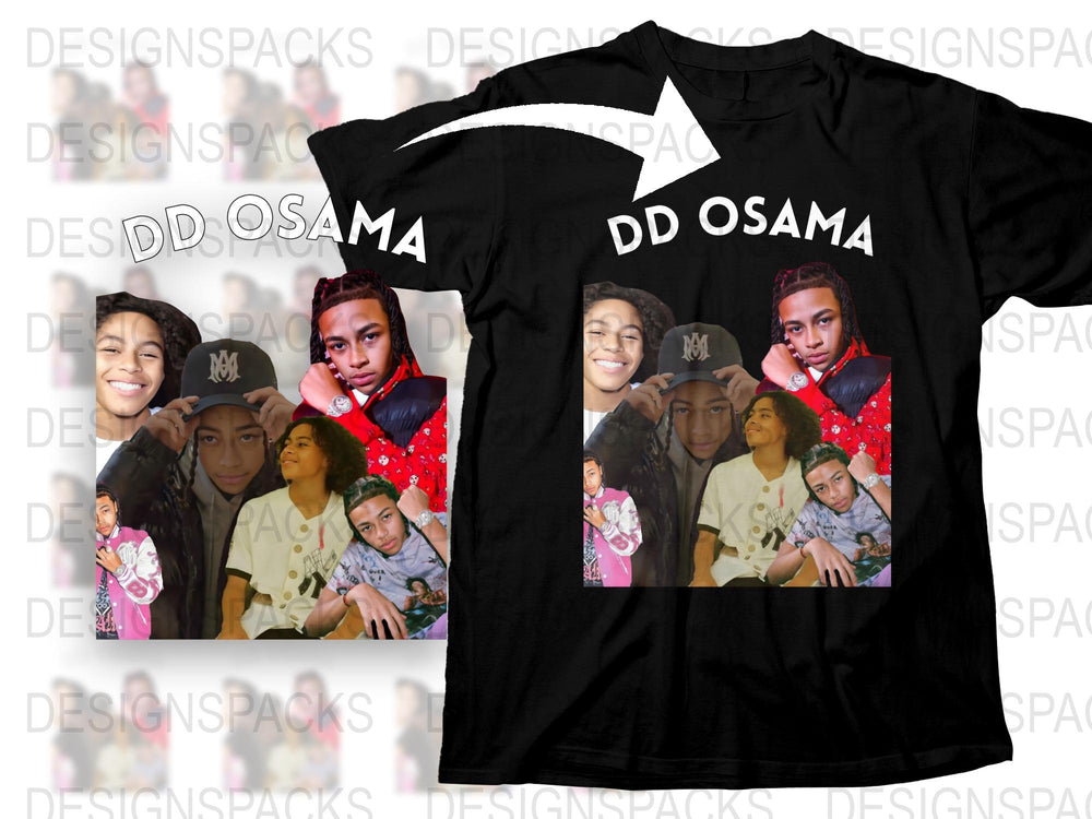 DD Osama Graphic T-Shirt, Hip Hop Artist Merch, Black Cotton Tee, Men's and Women's Sizes Available