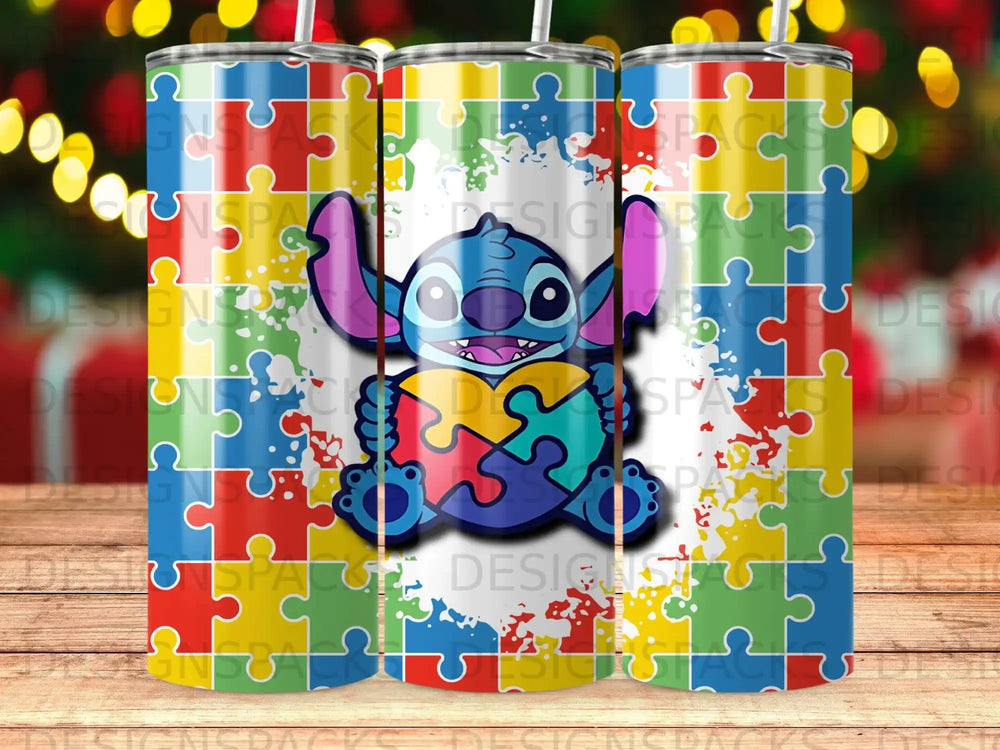 Stitch Autism Awareness Puzzle Heart Colorful Tumbler product type