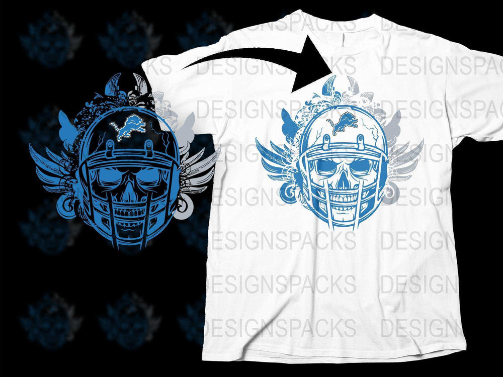 Gothic Skull T-Shirt, Blue and Black Graphic Tee, Unique Skull Helmet Design, Mens Streetwear Shirt