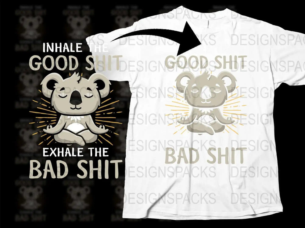 Inhale Exhale Koala Yoga T-Shirt, Zen Meditation Graphic Tee, Positive Mindfulness Shirt, Unisex Cotton Top
