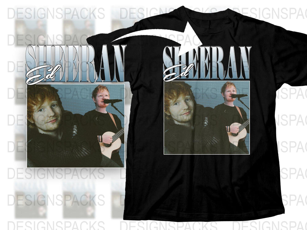 Ed Sheeran Graphic T-Shirt, Musician Photo Tee, Pop Artist Tribute Shirt, Concert Merch, Fan Gift Idea, Black Cotton Top with Singer Image