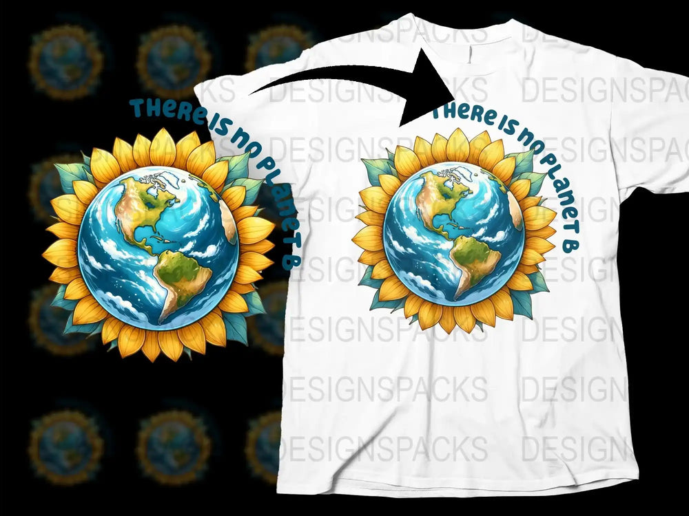 There Is No Planet B T-Shirt, Earth Day Eco-Friendly Tee, Sunflower Graphic Earth Design, Environmental Awareness Shirt