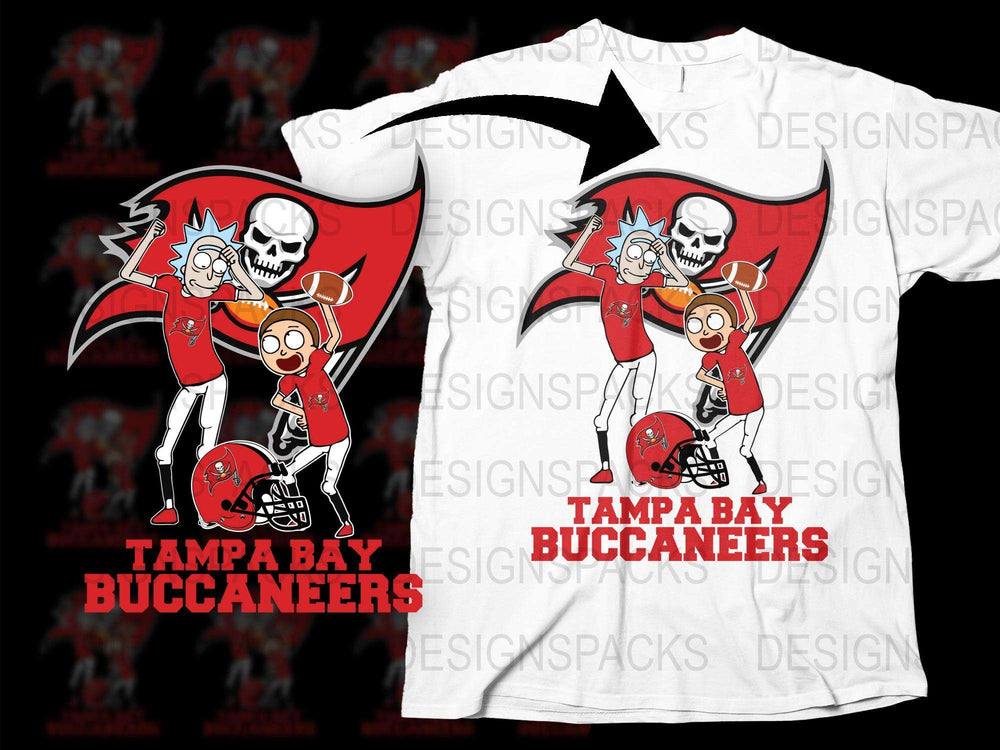 Tampa Bay Buccaneers T-Shirt, Skull and Football Graphic Tee, Sports Fan Apparel, Red and White